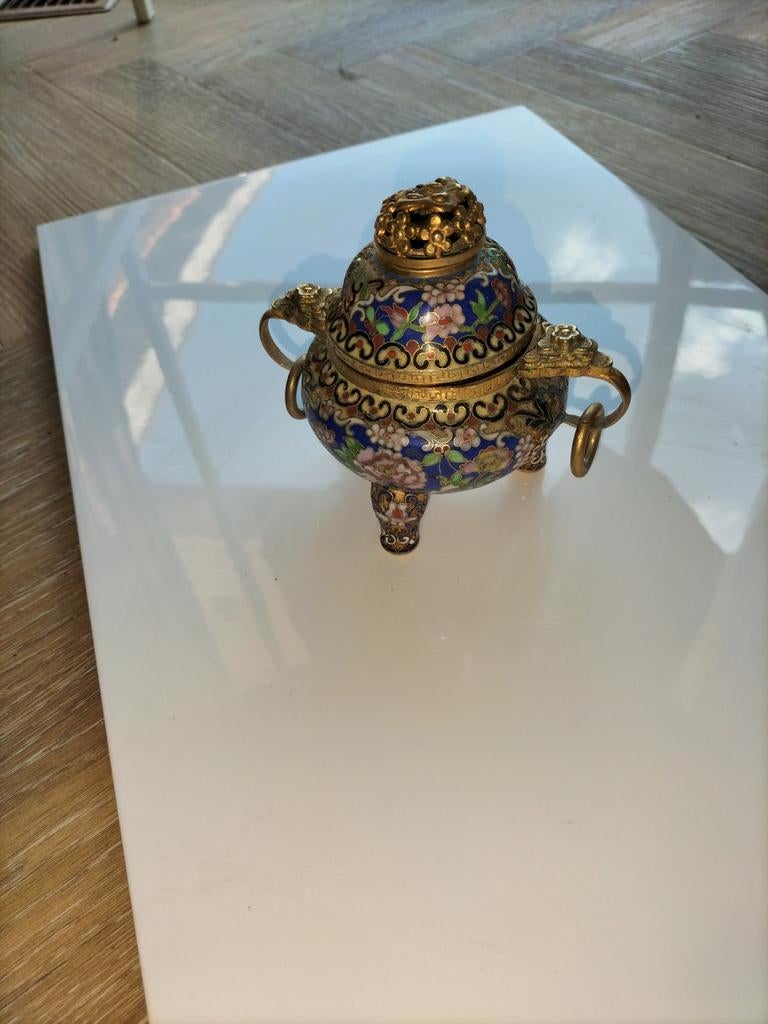 Prachtige Vintage Chinese Cloisonné Wierookbrander - Tripod, Ophalen of Verzenden