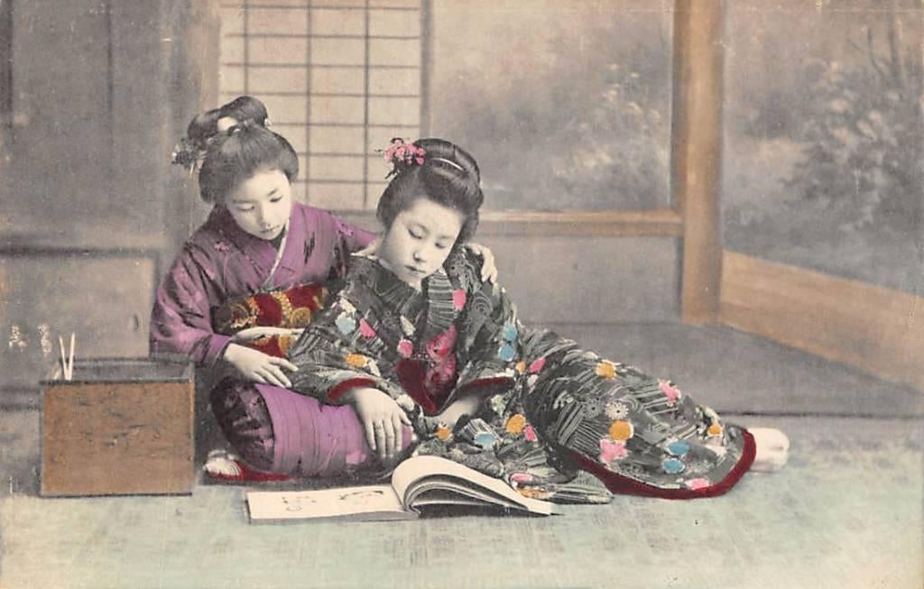 Japan Jonge Geisha's Nippon Azie, Verzamelen, Verzenden, Voor 1920, Ongelopen, Buiten Europa