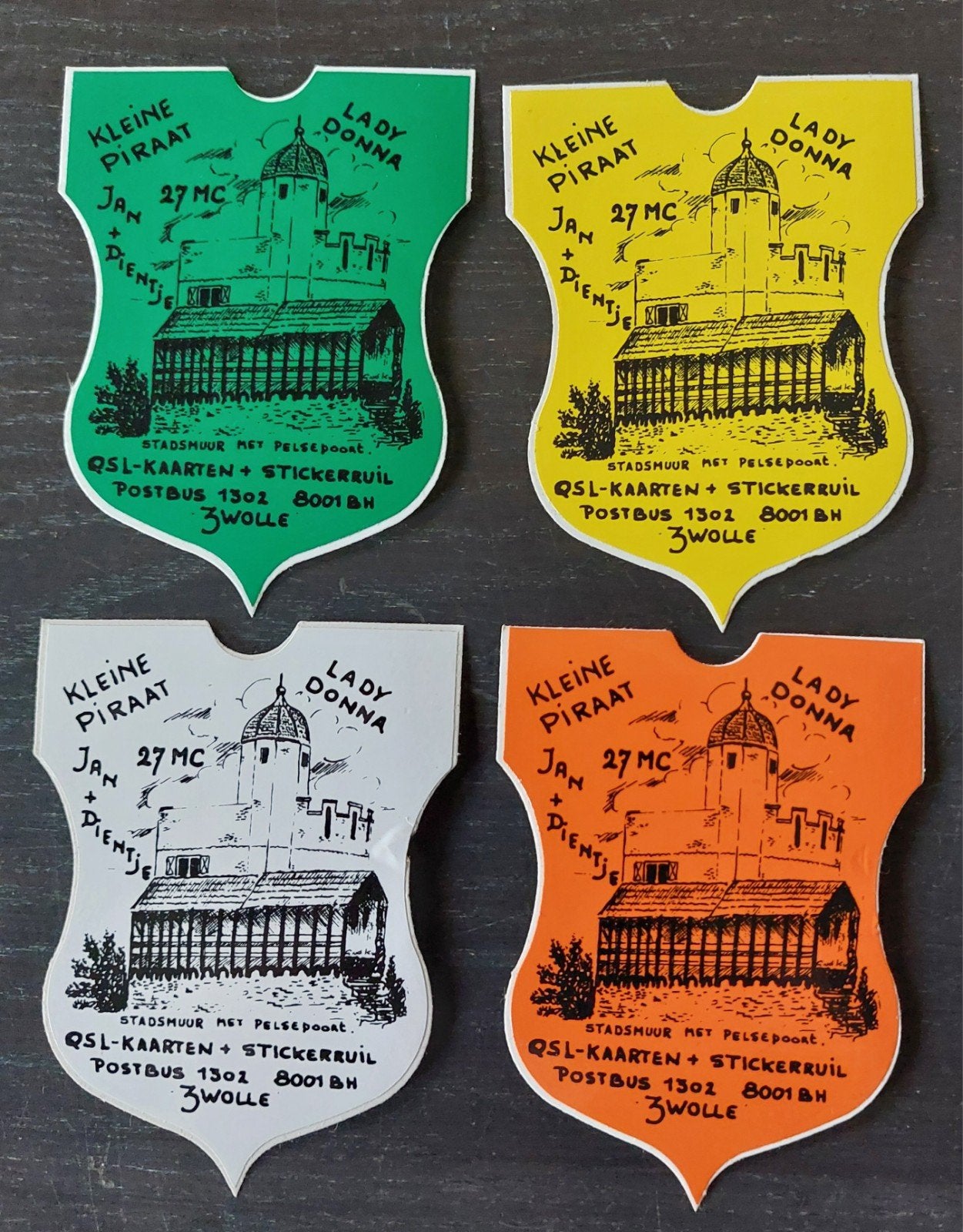 4 stickers Kleine Piraat Lady Donna Zwolle Zendamateur, Ophalen of Verzenden