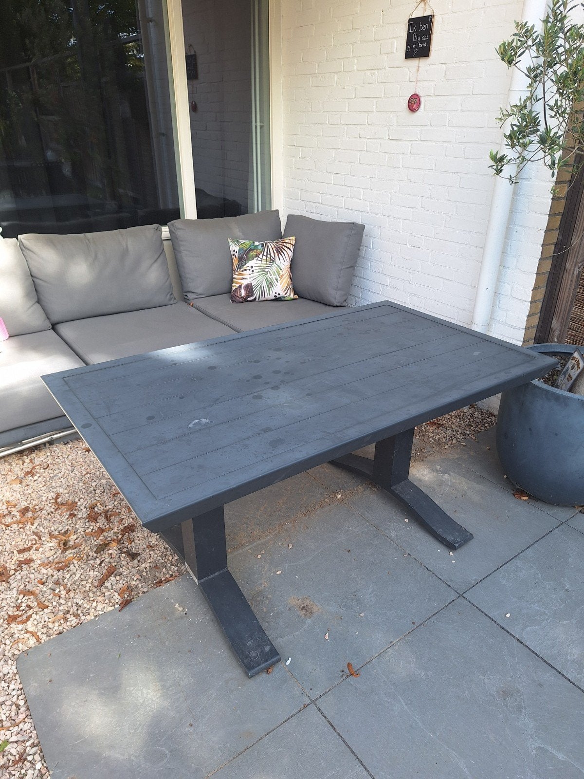 Dinning tuintafel voor bij loungeset 12,50! optioneel bankje, Ophalen, Gebruikt, Rechthoekig, Overige materialen
