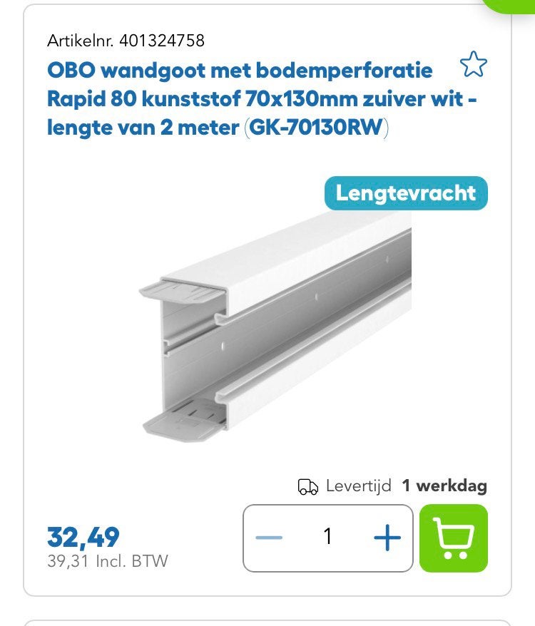 OBO goot   70x130 mm, Ophalen, Overige materialen, Nieuw, 80 mm of meer