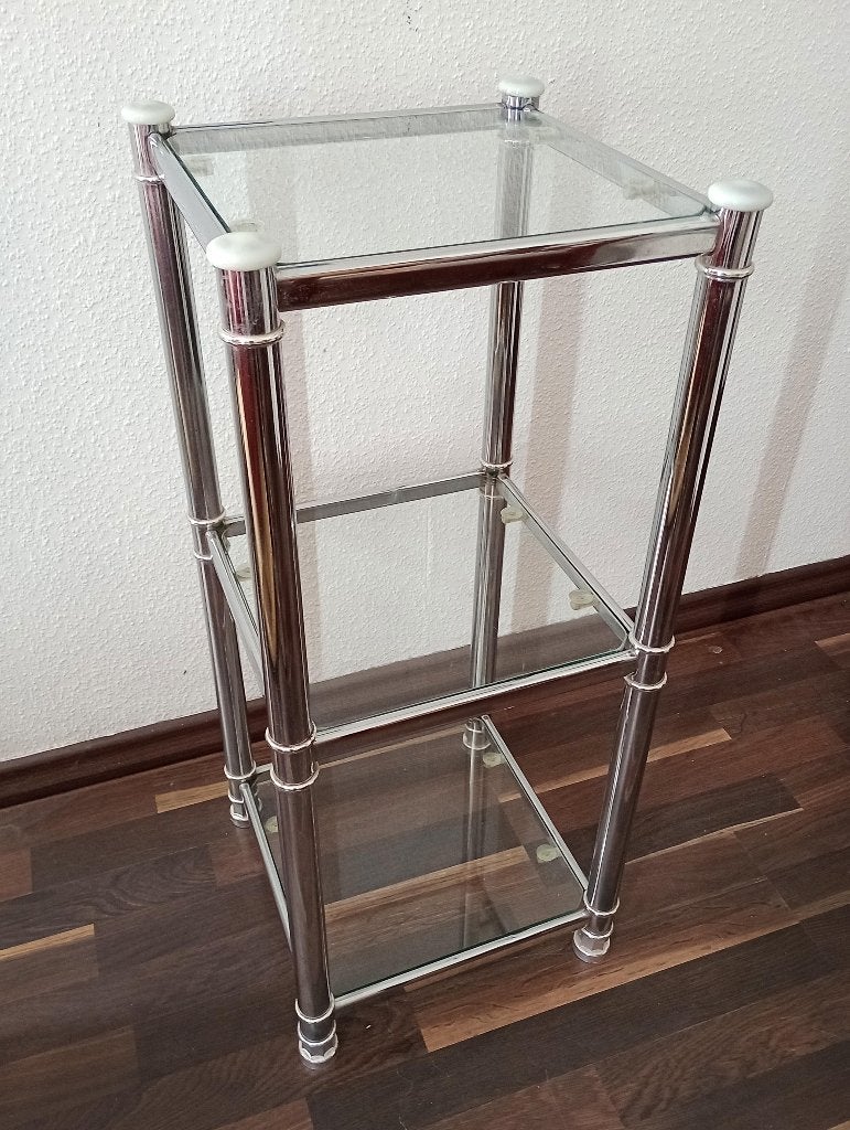 Decoratie kast van glas en chroom, Ophalen, Zo goed als nieuw
