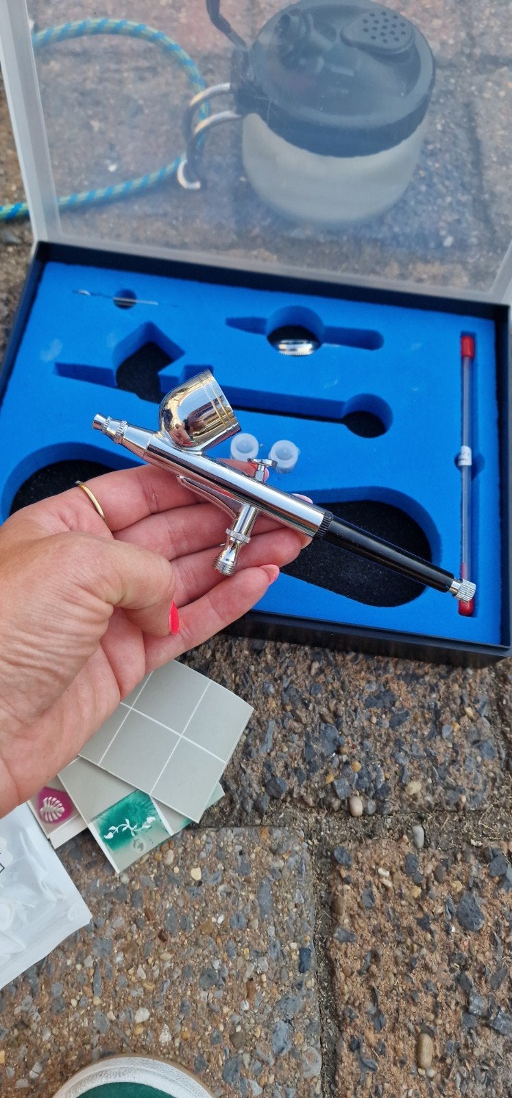 Complete Airbrush Set met Compressor en Inkt, Ophalen of Verzenden, Zo goed als nieuw, Airbrush en Toebehoren