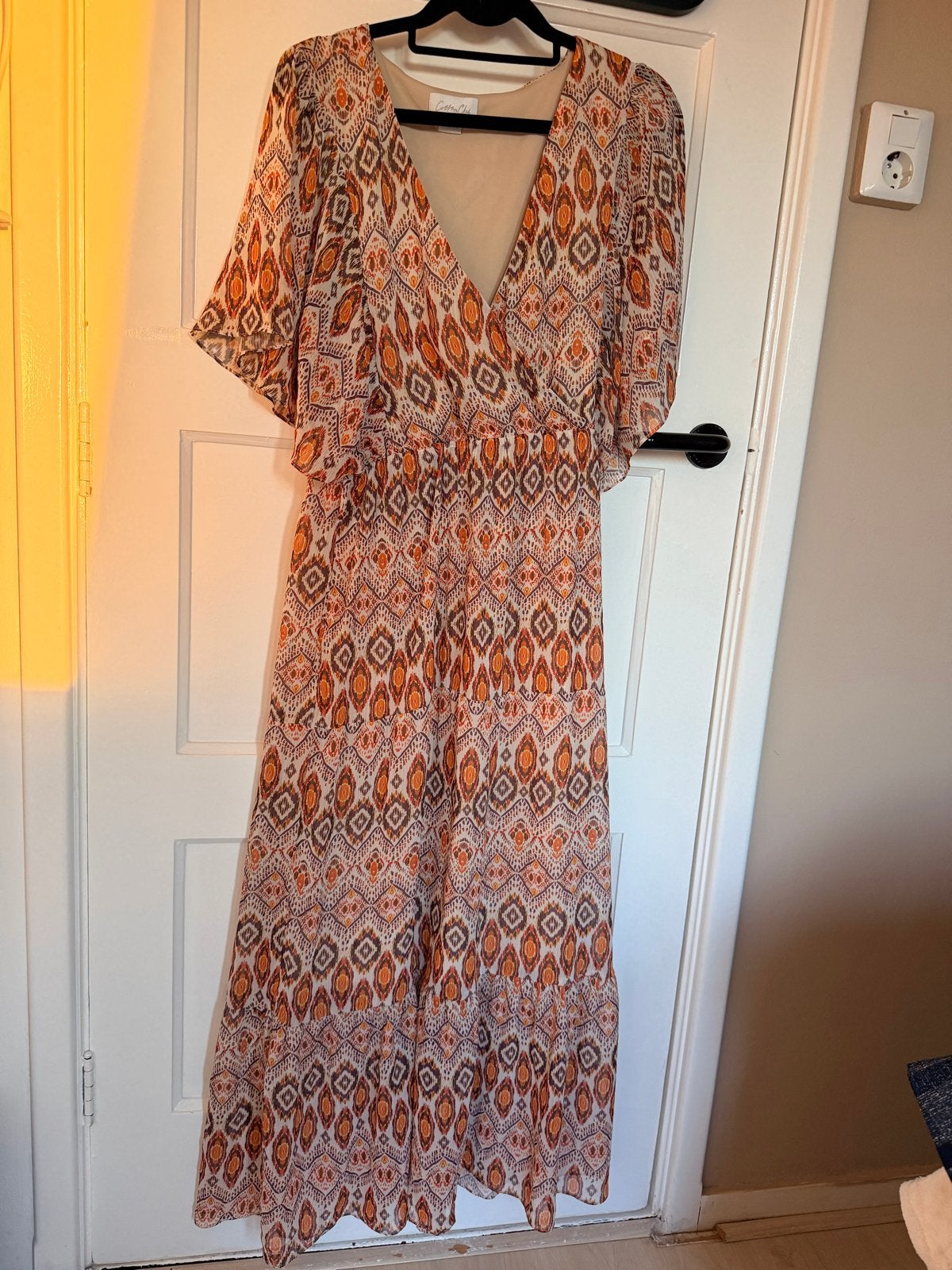 Zomerse Maxi Jurk met Print - Cotton Club Maat M, Kleding | Dames, Jurken, Maat 38/40 (M), Oranje, Ophalen of Verzenden, Zo goed als nieuw