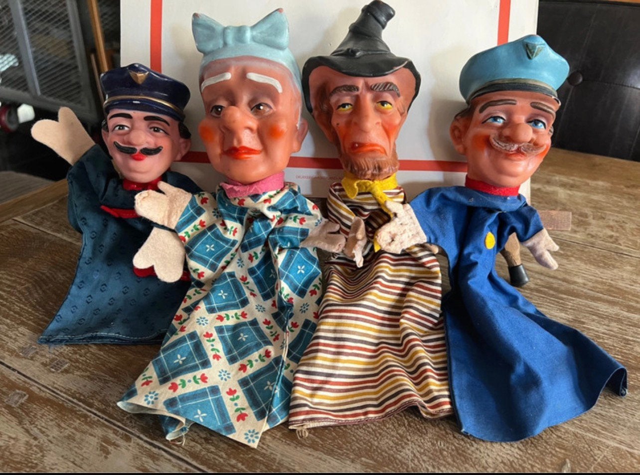 4 x Vintage poppenkastpoppen, Ophalen of Verzenden