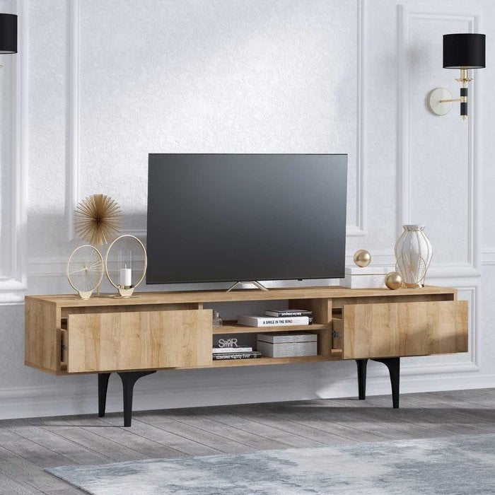 TV meubel kast eikenhout, Ophalen, 150 tot 200 cm, Eikenhout, Zo goed als nieuw