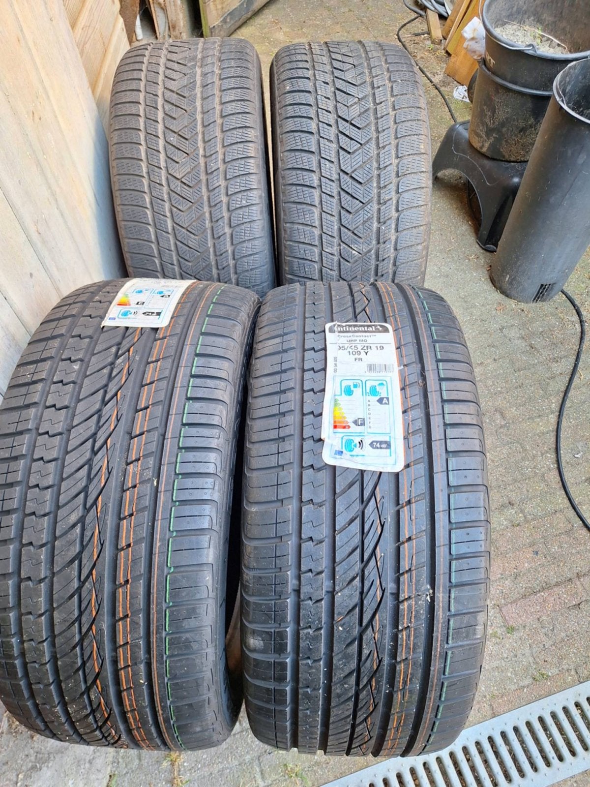 4 Continental Cross Contact banden 295/45/19 (2 nieuw, 2 geb, Auto-onderdelen, Banden en Velgen, Gebruikt, 295 mm, Band(en), Terreinwagen