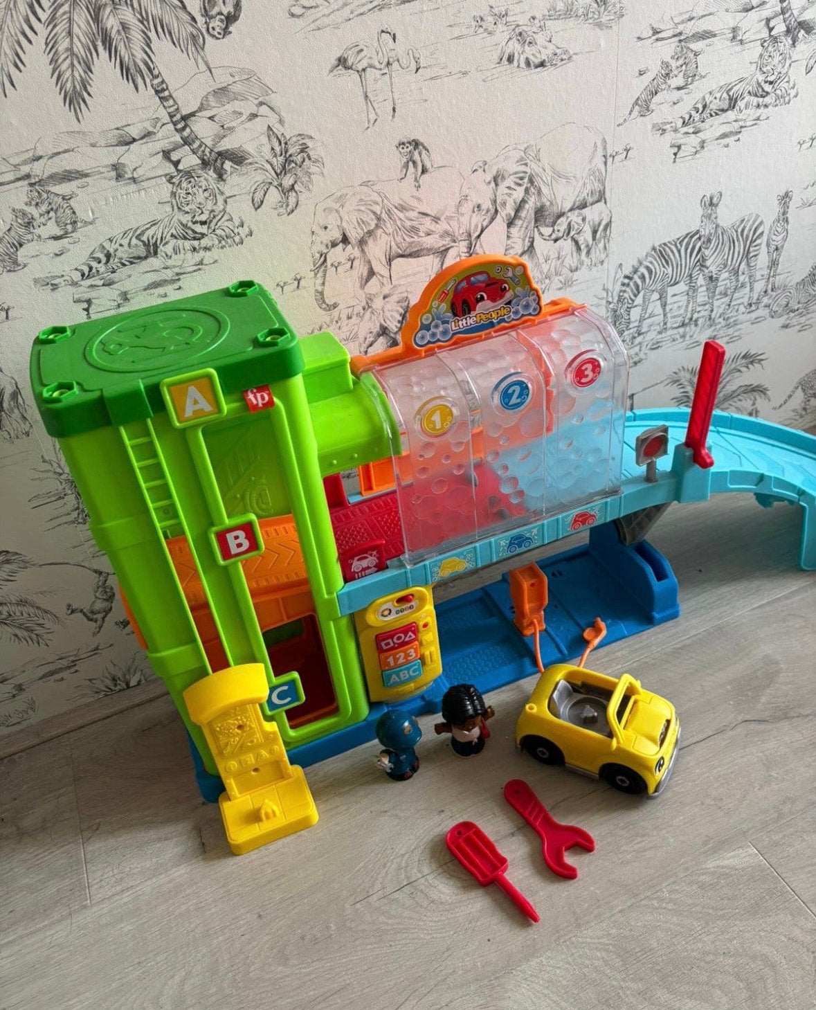 Fisher-Price Little People leer garage, Kinderen en Baby's, Ophalen, Zo goed als nieuw, Speelset, Met geluid