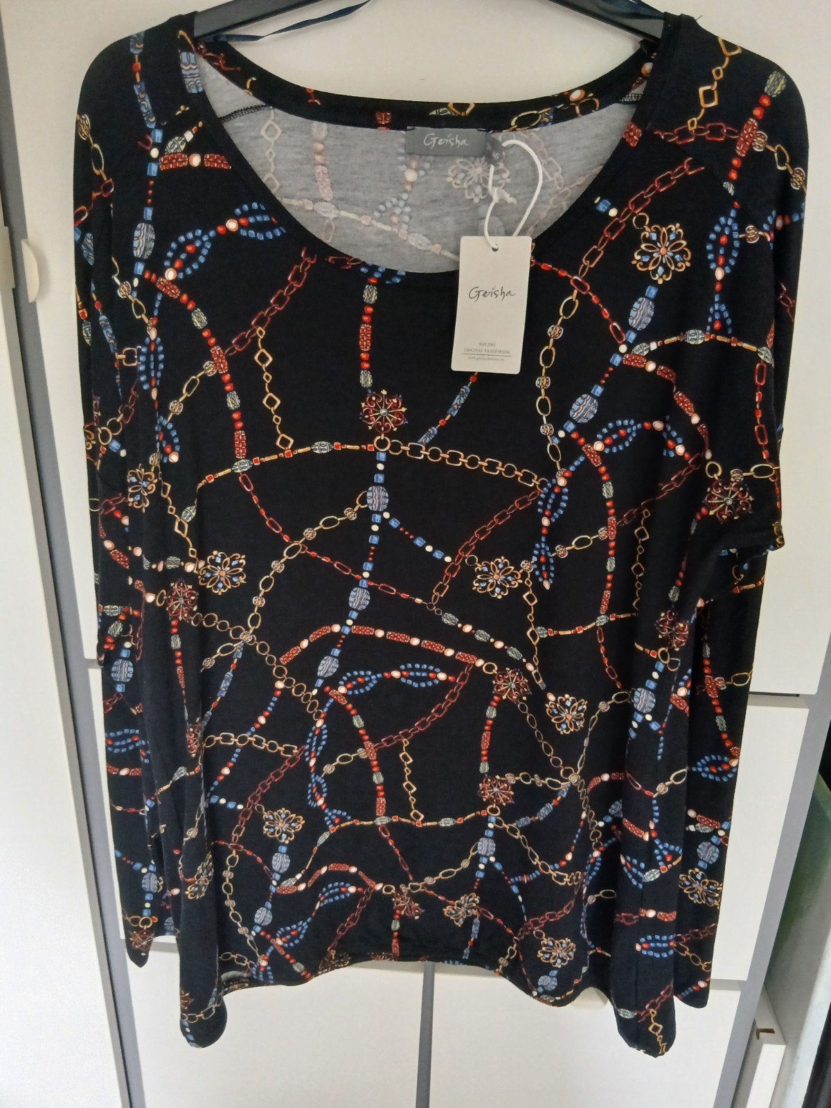 Geisha shirt  met Kettingprint - Nieuw met kaartje, Geisha, Zwart, Maat 46/48 (XL) of groter, Nieuw