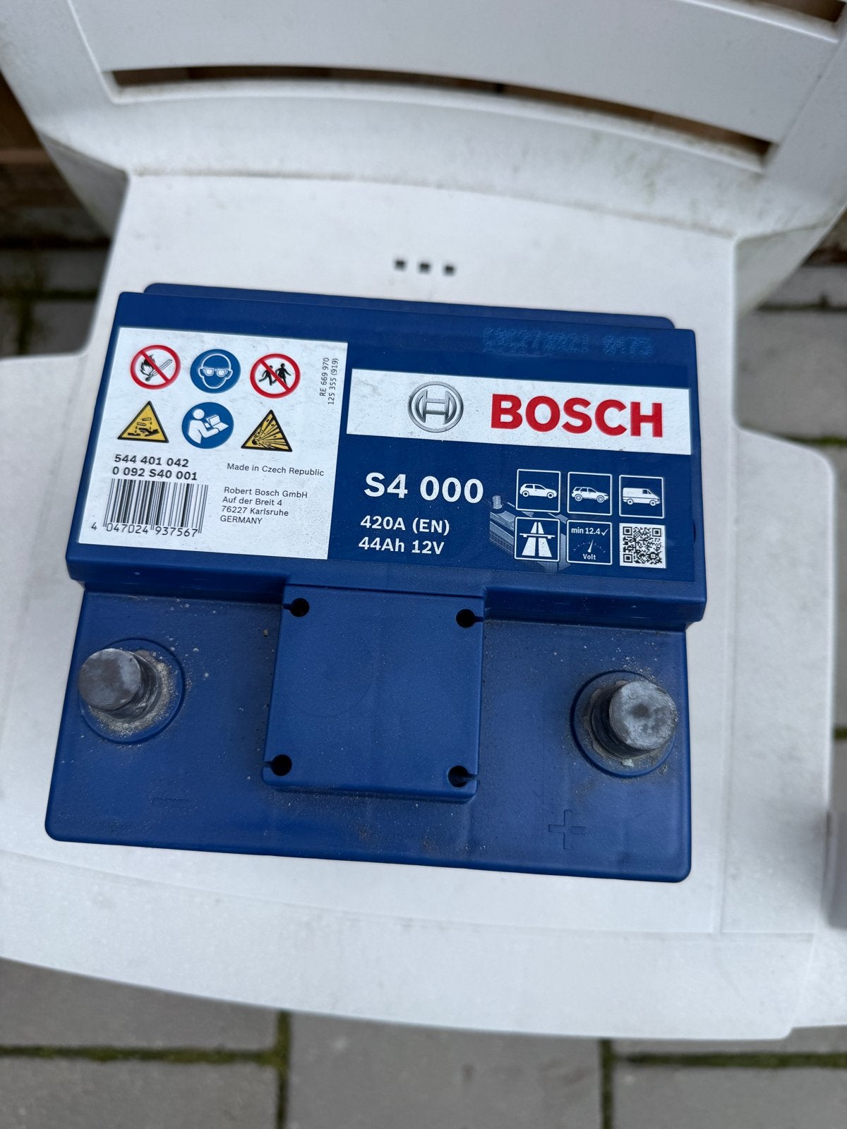 Bosch S4 000 Accu 12V 44Ah 420A (EN) - Gebruikt, Ophalen of Verzenden, Gebruikt, Universele onderdelen