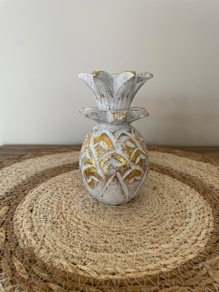 Nieuw houten mini ananas wit/goud, Huis en Inrichting, Woonaccessoires | Overige, Ophalen of Verzenden, Nieuw