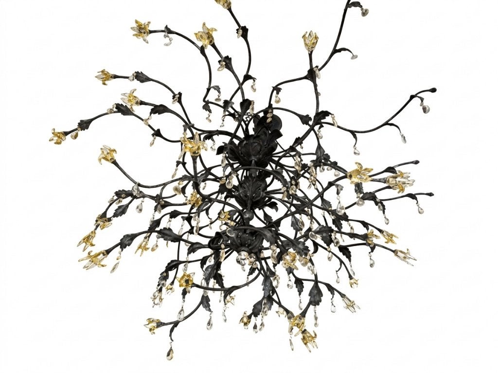 Exclusieve Nuova Odissea Takkenlamp/ Kroonluchter 42 lampjes, Ophalen, Klassiek, Elegant, Bloemmotief, Luxe, Gebruikt, Glas