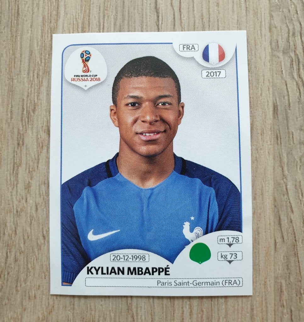 Kyilian Mbappe Panini rookie WK 2018, Ophalen of Verzenden, Zo goed als nieuw, Buitenlandse clubs, Poster, Plaatje of Sticker