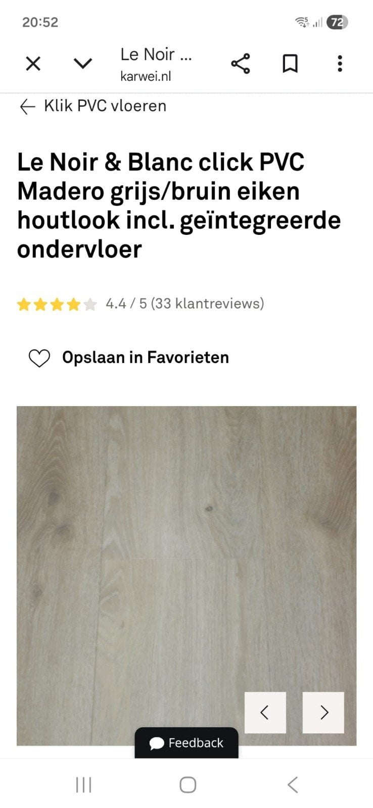 Le Noir & Blanc Click PVC Madero grijs/bruin eiken, Ophalen, 50 tot 150 cm, Nieuw, 10 m² of meer
