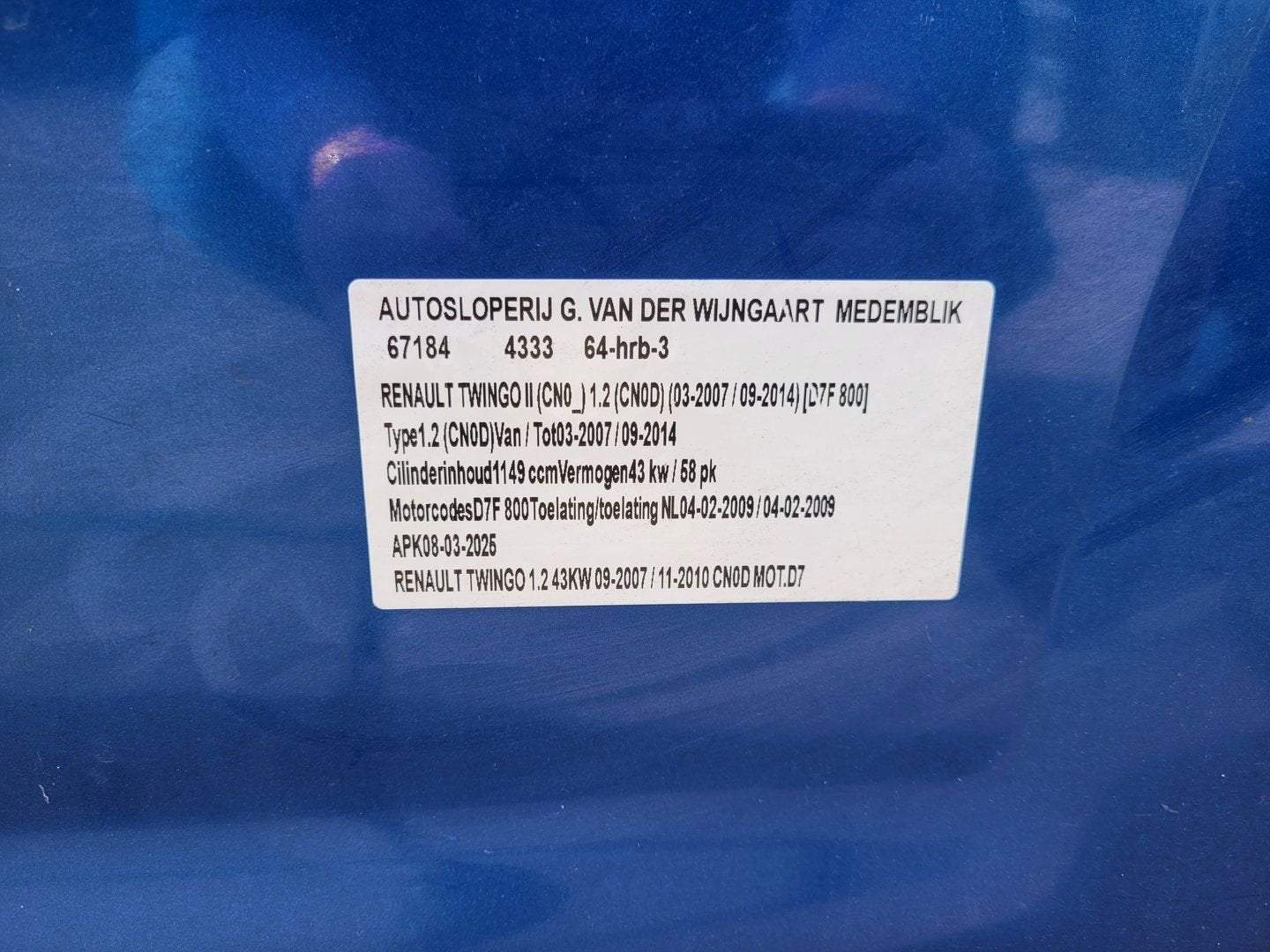 renault twingo 1.2 beplating motorisch delen, Auto-onderdelen, Gebruikt, -, Renault, -