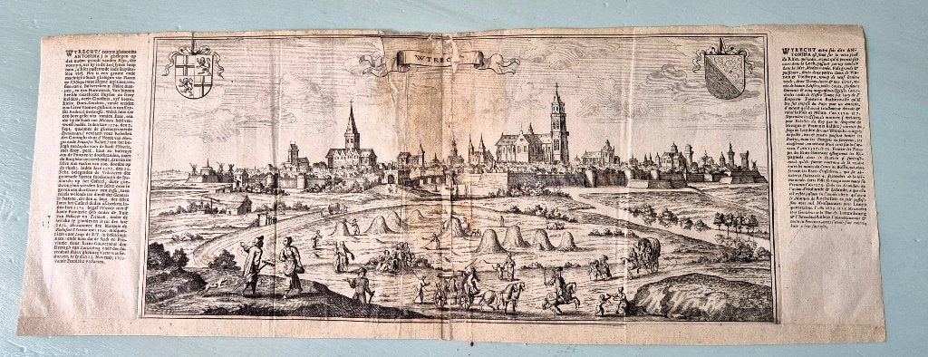 Gravure van Utrecht , 17e eeuw, Verzenden, Stadsgezicht, 1600 - 1699, Origineel
