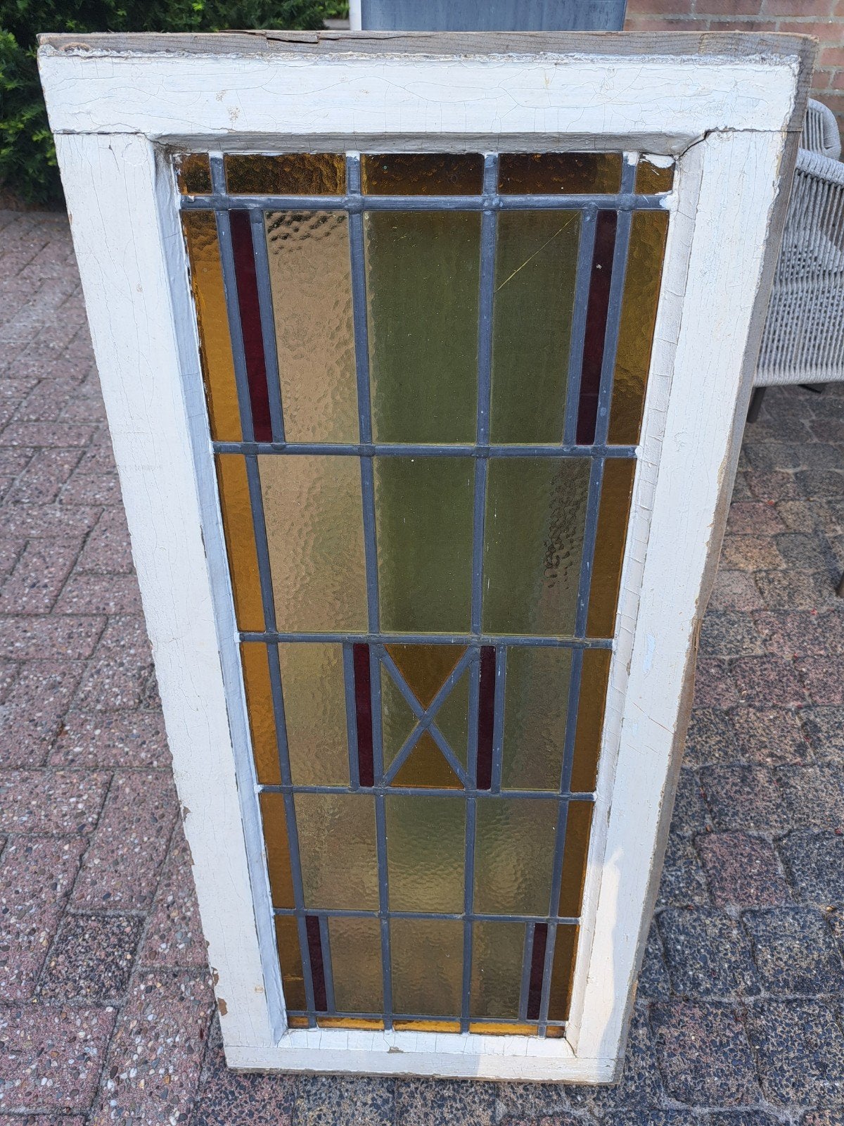 glas in lood raam, Doe-het-zelf en Verbouw, Glas en Ramen, Ophalen, Gevelraam of Ruit, Gebruikt, 80 tot 120 cm