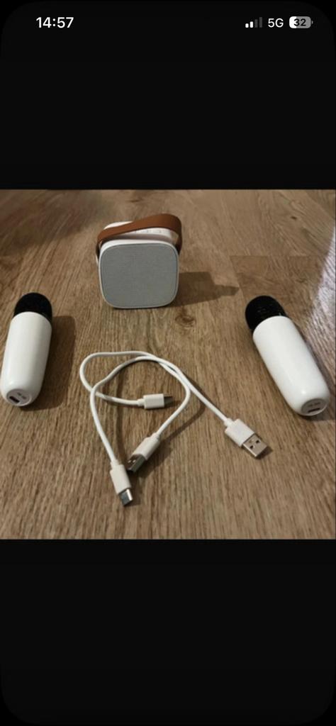 Nieuwe draagbare karaoke set met 2 microfoons, Ophalen of Verzenden, Nieuw, Complete set