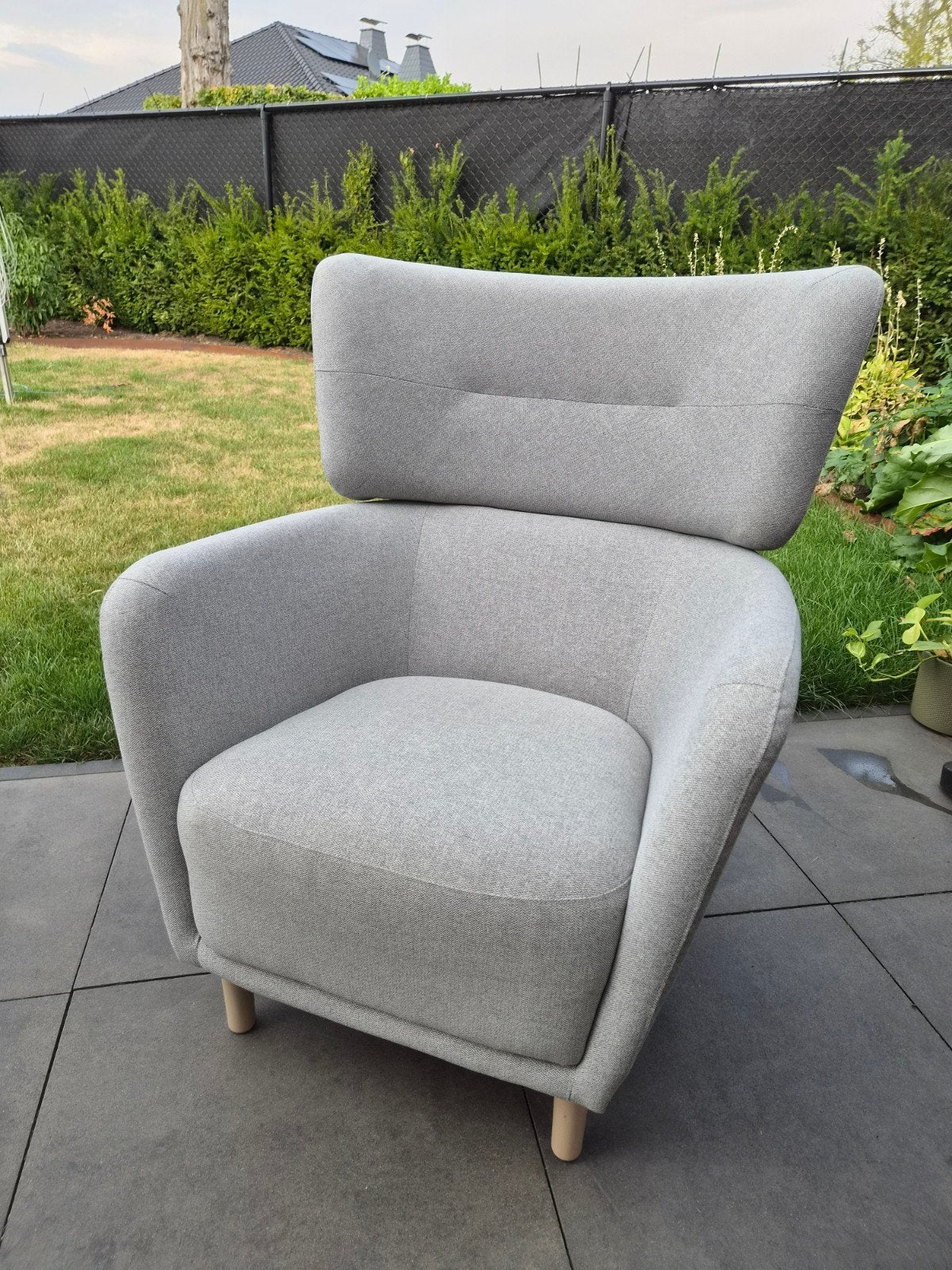 Ikea Oskarshamn fauteuil grijs stof stoel oorfauteuil, Huis en Inrichting, Fauteuils, Ophalen, 75 tot 100 cm, Zo goed als nieuw