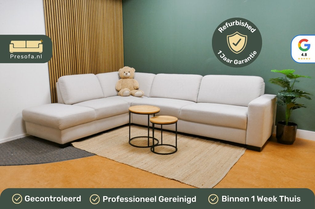 Hoekbank Beige Gemêleerd [Refurbished], Huis en Inrichting, 250 tot 300 cm, -, -, Hoekbank
