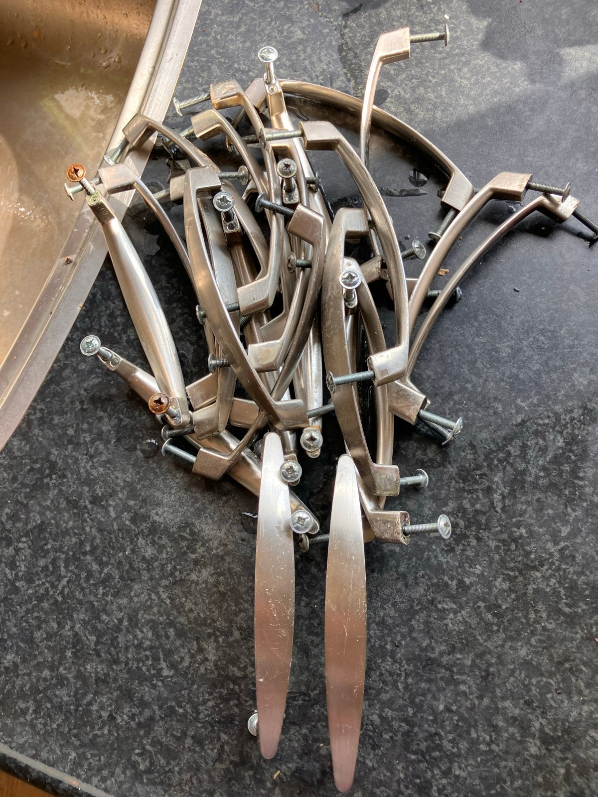 Keukengreepjes, Doe-het-zelf en Verbouw, Ophalen of Verzenden, Gebruikt, Chroom, Klink of Kruk