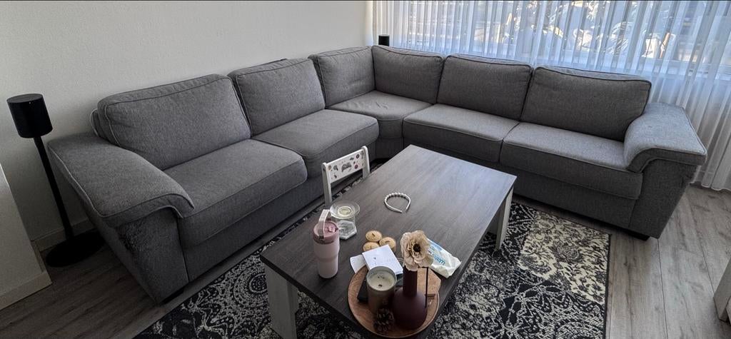 Gratis - Grijze hoekbank met gebruikssporen, Ophalen, Gebruikt, Stof