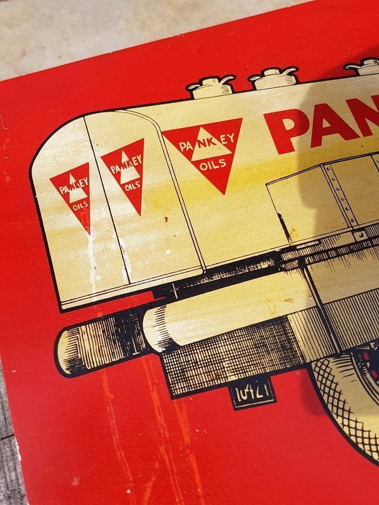 Origineel usa bord, tin sign van Pankey Oils nothing better⛽, Reclamebord, Gebruikt, ., Ophalen of Verzenden