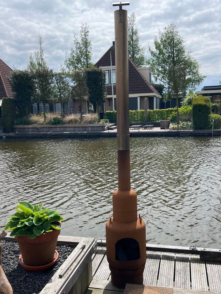 Unieke buitenkachel van gasfles met verlengde pijp, Tuin en Terras, Tuinhaarden, Ophalen, Gebruikt
