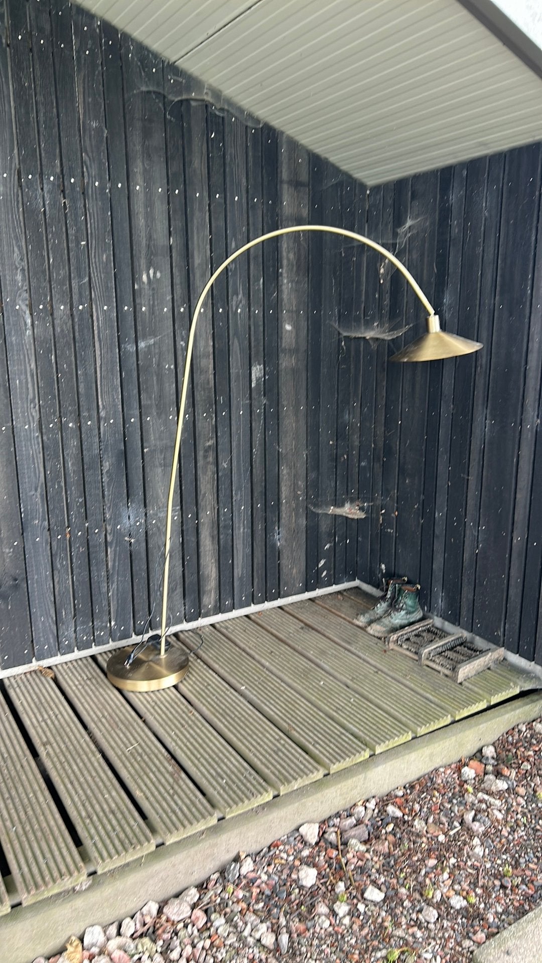 Staande booglamp, Huis en Inrichting, Lampen | Vloerlampen, Ophalen, Gebruikt, E27 (groot), Metaal
