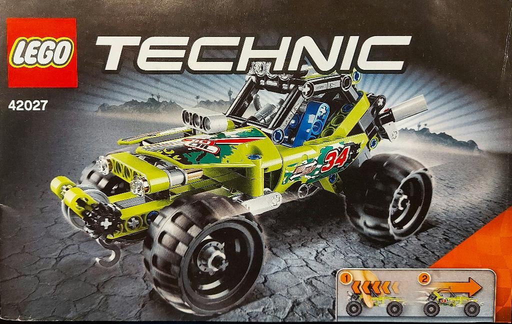 Lego Technic 42027 groene Jeep met pullback motor, Gebruikt, Lego, Compleet, Ophalen of Verzenden