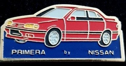 Nissan Primera pin- rood blauw gelakt, Verzenden, Nieuw, Transport, Speldje of Pin
