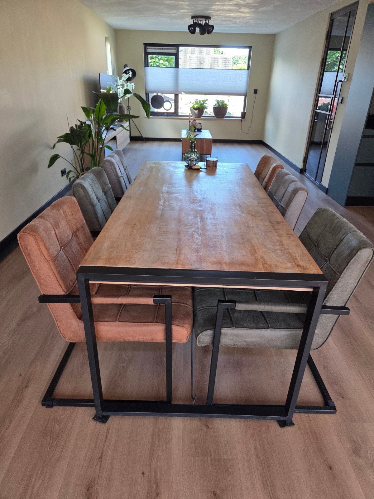 Eettafel 200cm met 6 stoelen, Huis en Inrichting, Tafels | Eettafels, Ophalen, Gebruikt, 200 cm of meer, 50 tot 100 cm