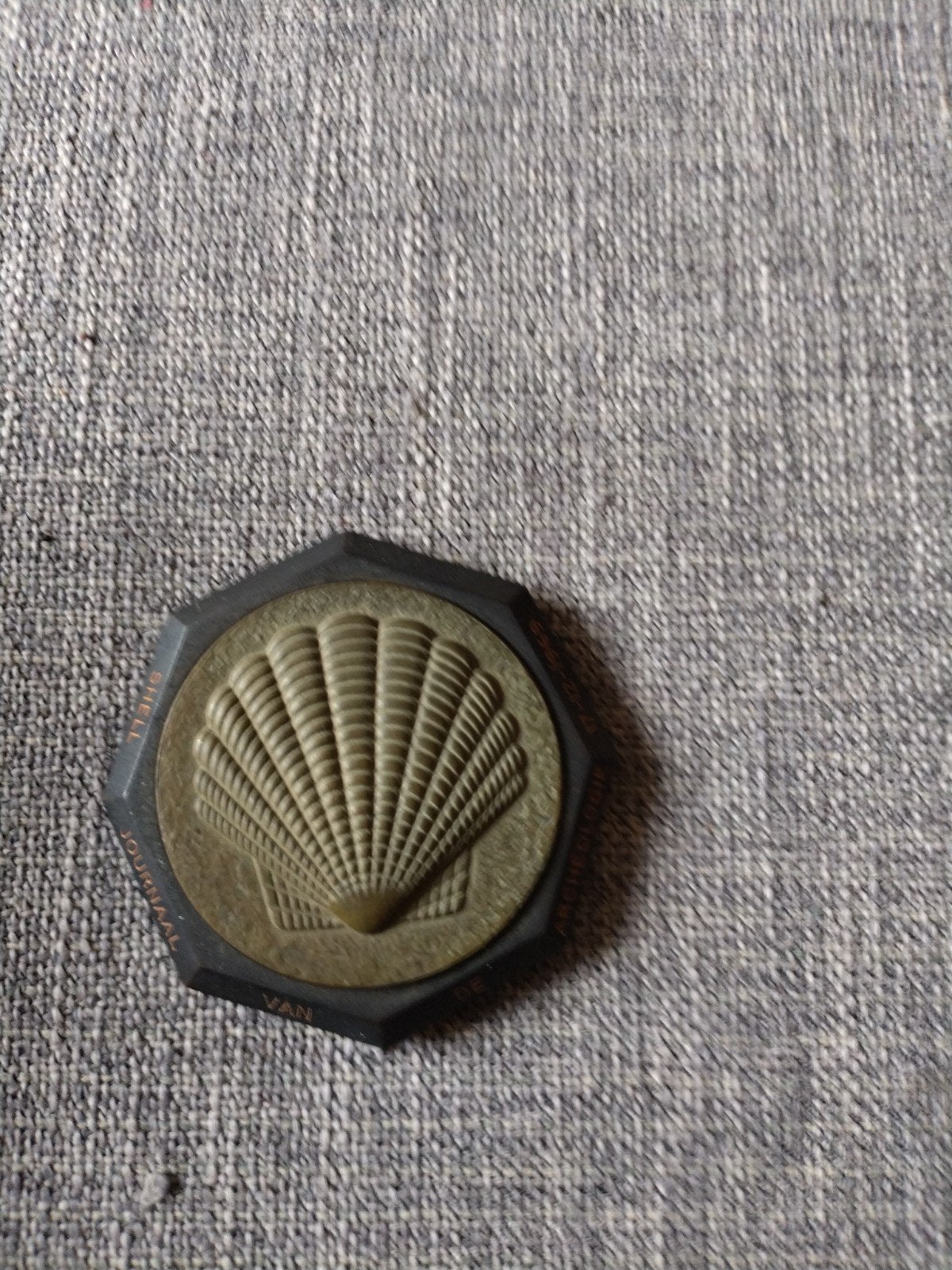 Vintage Shell Journaal van de Tijd 1969 medaille, Verzamelen, Ophalen of Verzenden, Gebruikt