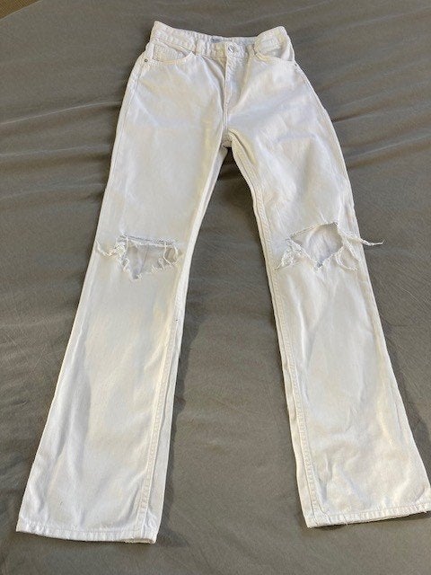 Witte jeans maat 36, Wit, Maat 36 (S), Lang, Gedragen