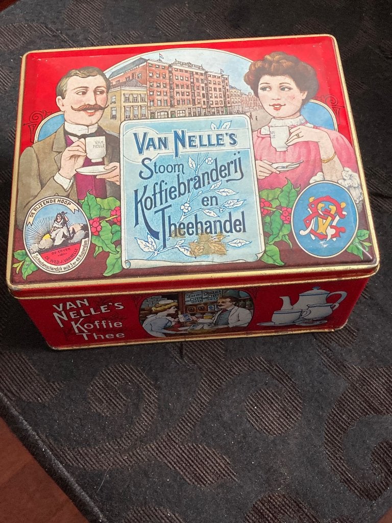 Vintage Van Nelle koffie en thee blik, Verzamelen, Ophalen of Verzenden, Gebruikt, Koffie, Van Nelle