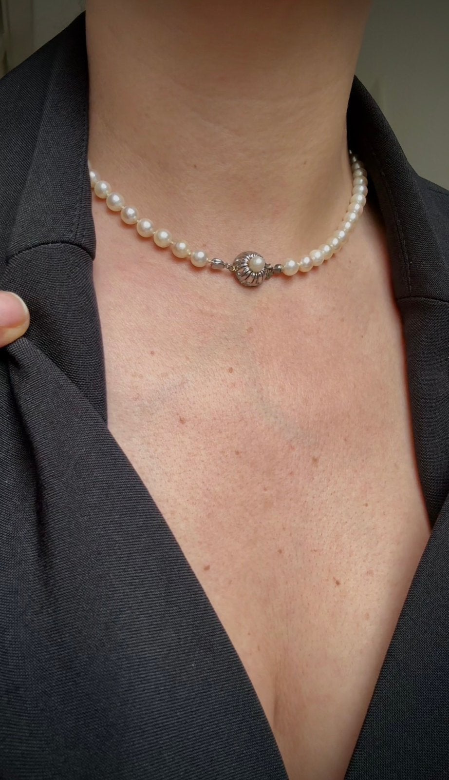 Vintage Akoya parels 8 karaat, Verzenden, Goud, Ketting, Met edelsteen