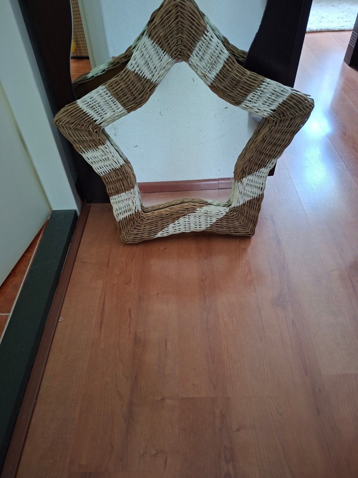 Stervormige spiegel met rieten frame, Ophalen of Verzenden
