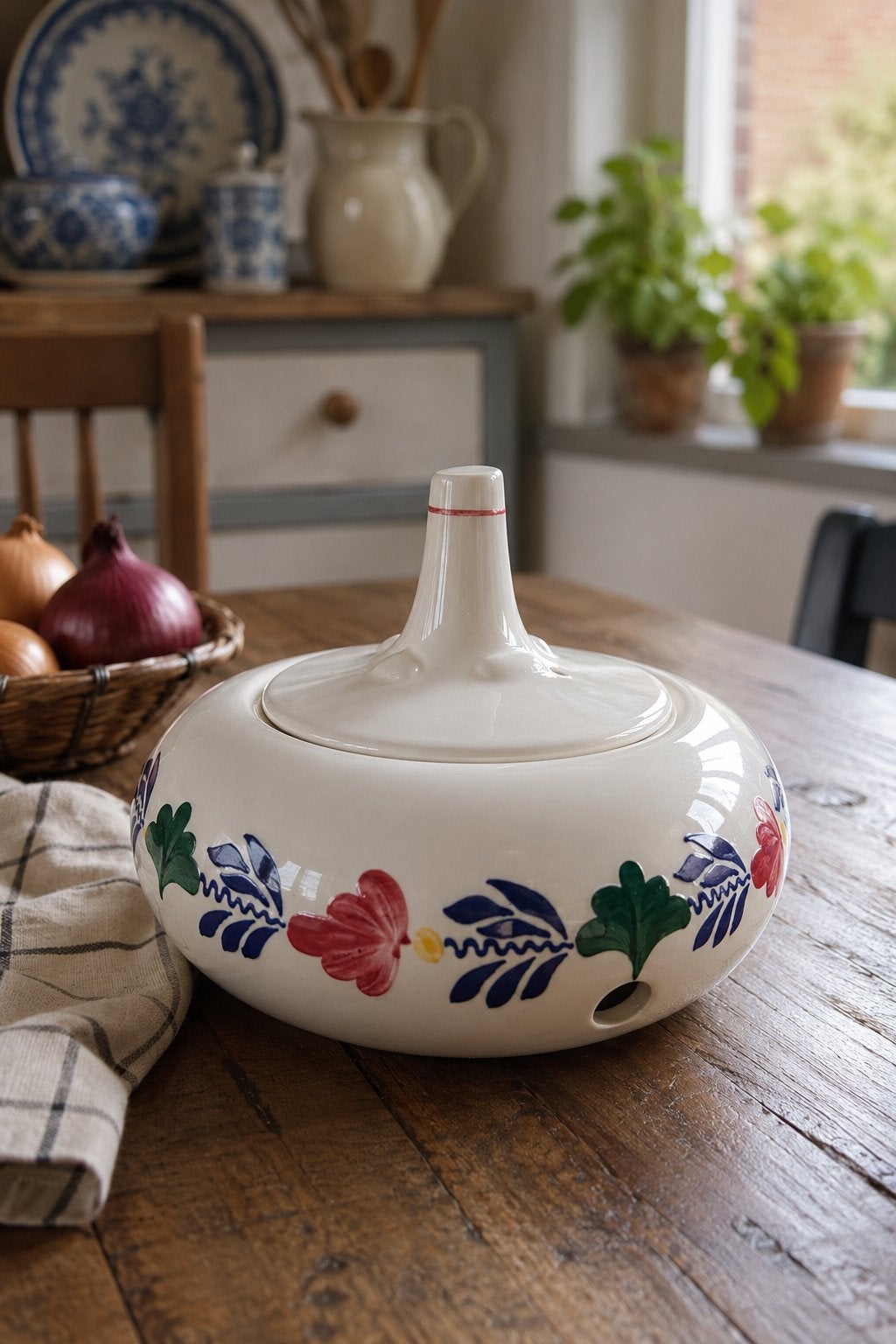 Authentieke Boerenbont Uienpot Boch Belgie, Div, Ophalen of Verzenden, Div, Aardewerk