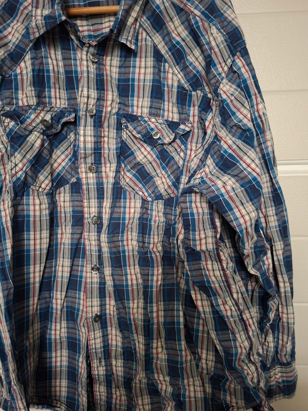 Angelo Litrico Overhemd Maat 3XL - Geruit Blauw/Rood, Blauw, Angelo Litrico, Ophalen of Verzenden, Overige halswijdtes