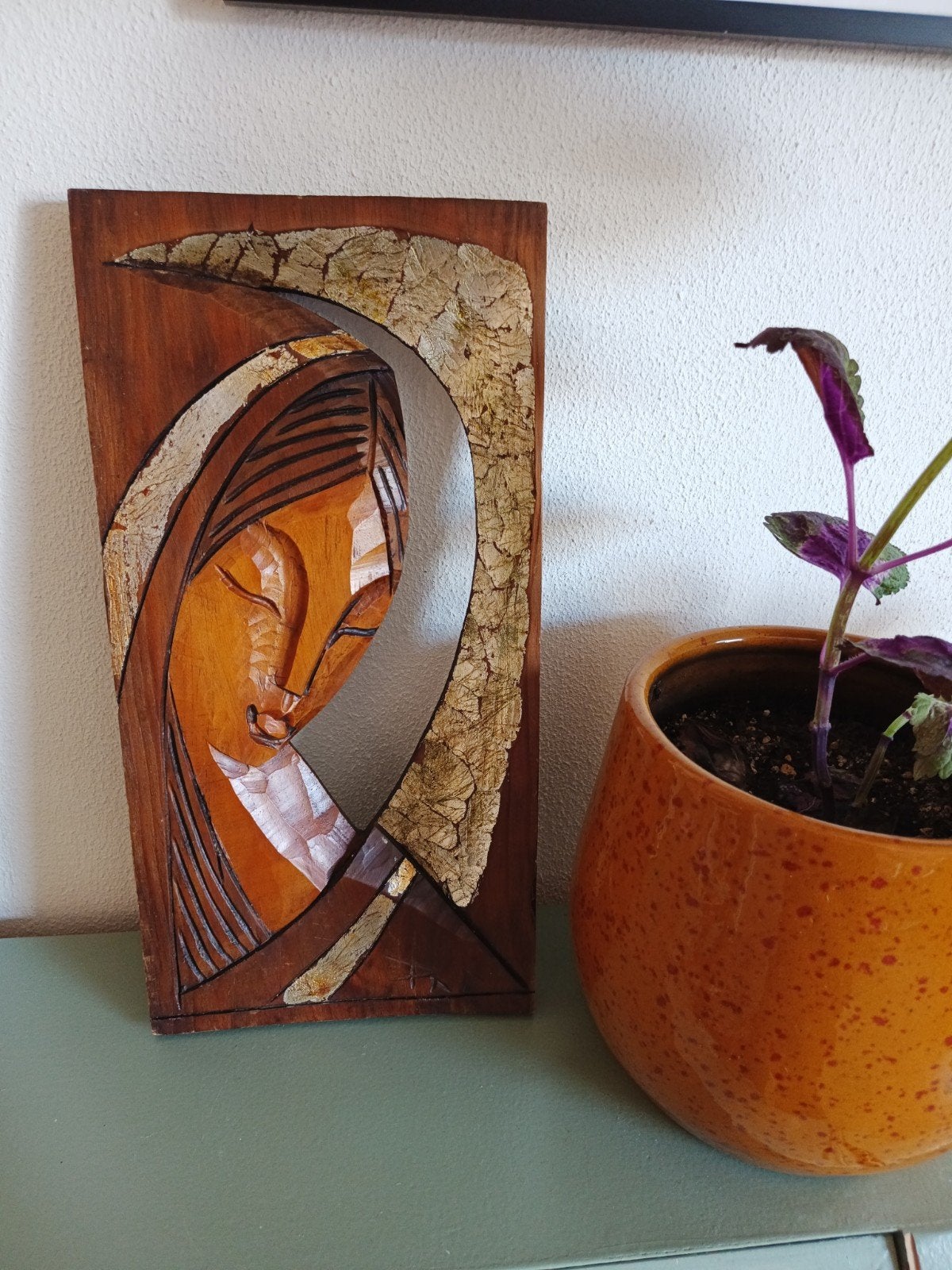 Houten wanddecoratie Maria, Ophalen of Verzenden, Overige stijlen, Hout