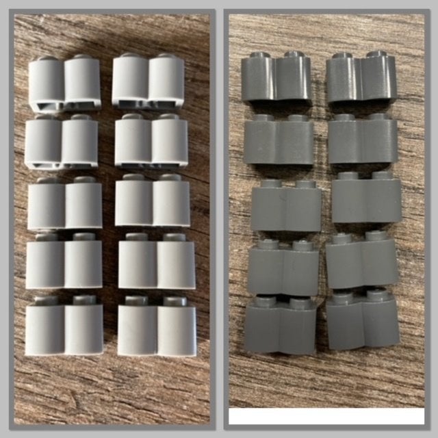 10 lego basis blokjes 1x2 hout motief grijs (9) d.grijs (10, Ophalen of Verzenden, Nieuw, Losse stenen, Lego