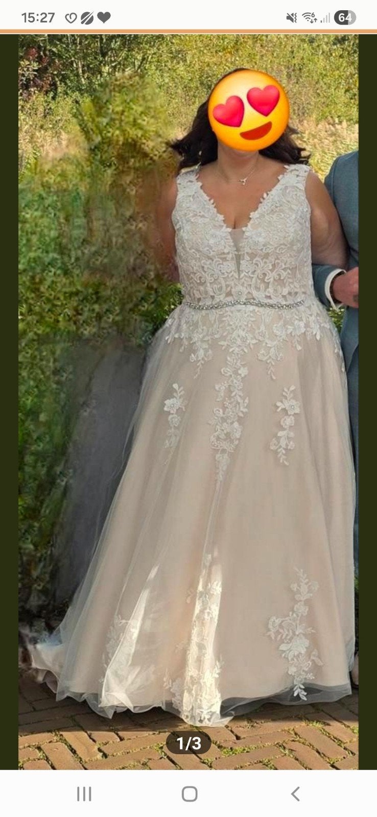 Prachtige blushkleurige trouwjurk met kant, Ophalen of Verzenden, Zo goed als nieuw, Trouwjurk