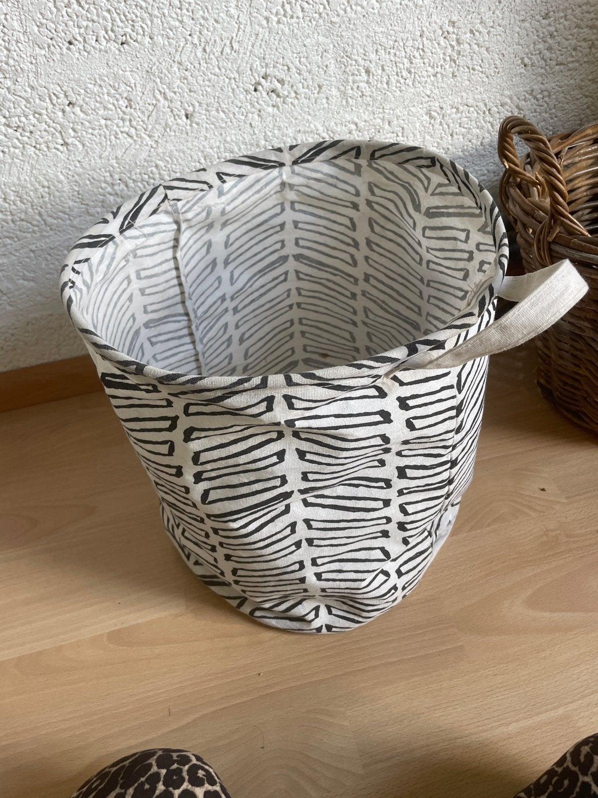 Stoffen Opbergmand met Handvatten - Zwart/Wit Patroon, Met handvatten, Gebruikt, Mand, Textiel