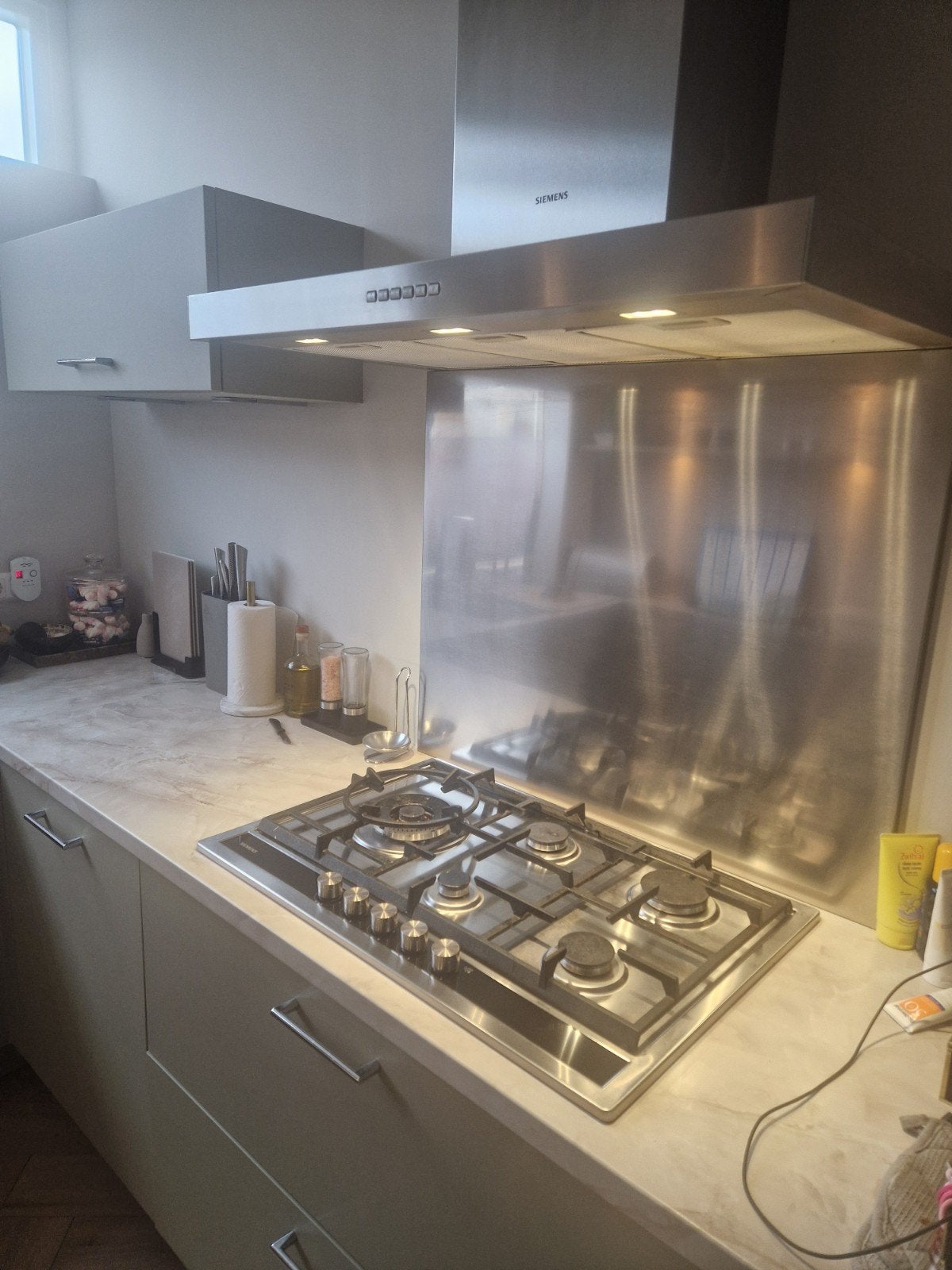 Siemens Gaskookplaat EC84SS90N met wokbrander + afzuigkap, Ophalen, Gebruikt, Minder dan 85 cm, 60 cm of meer