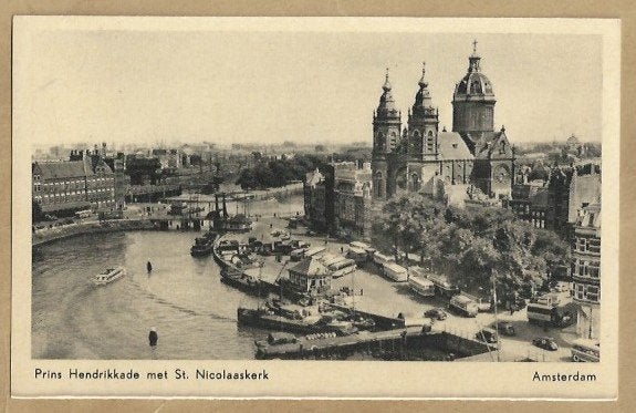 Oude Ansichtkaart Amsterdam: Pr. Hendrikkade St Nicolaaskerk, Ophalen of Verzenden, 1920 tot 1940, Gelopen, Noord-Holland