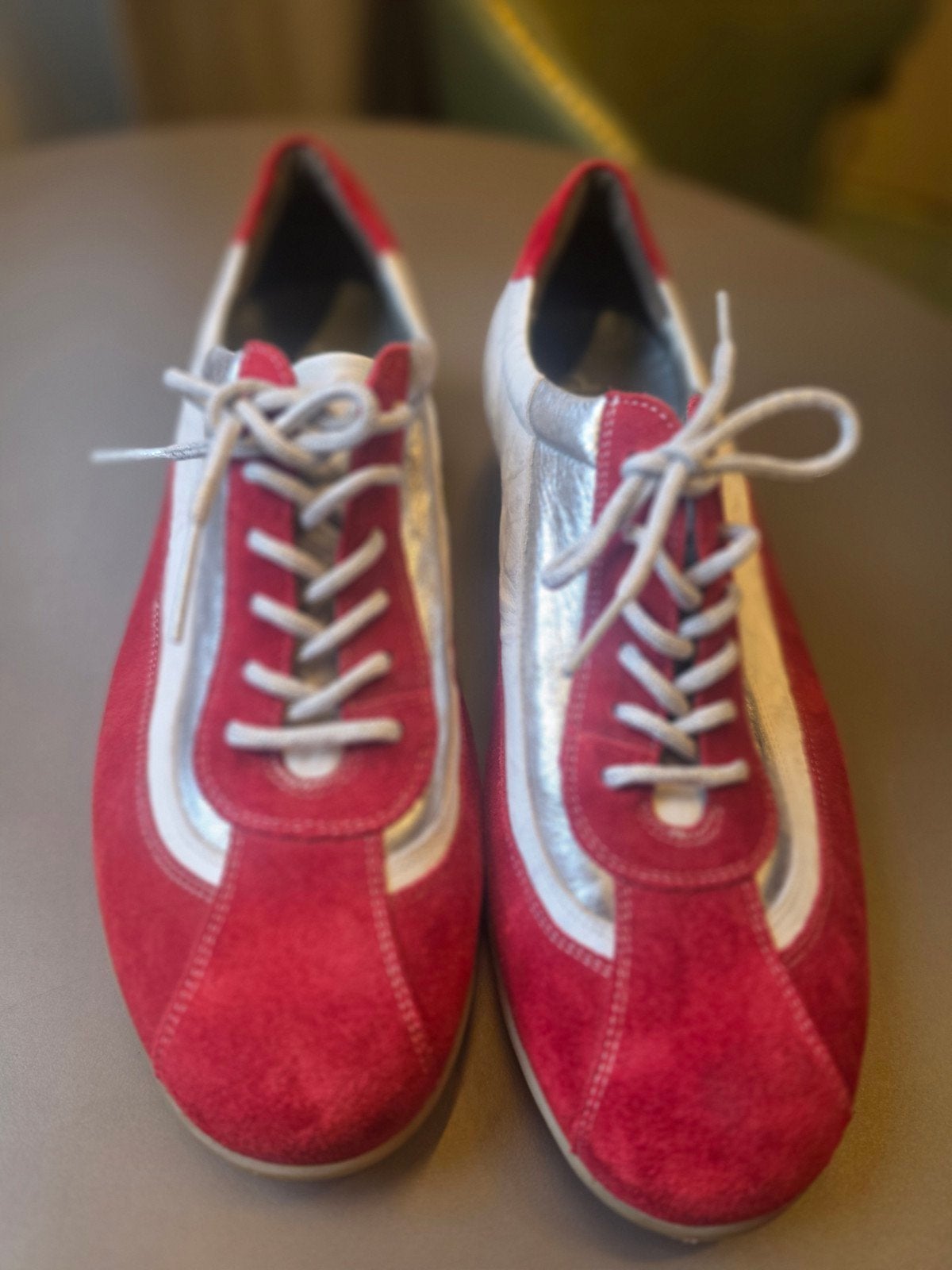 Durea dames sneakers maat 5½ – rood/zilver leer en suède, Ophalen of Verzenden, Rood, Sneakers of Gympen