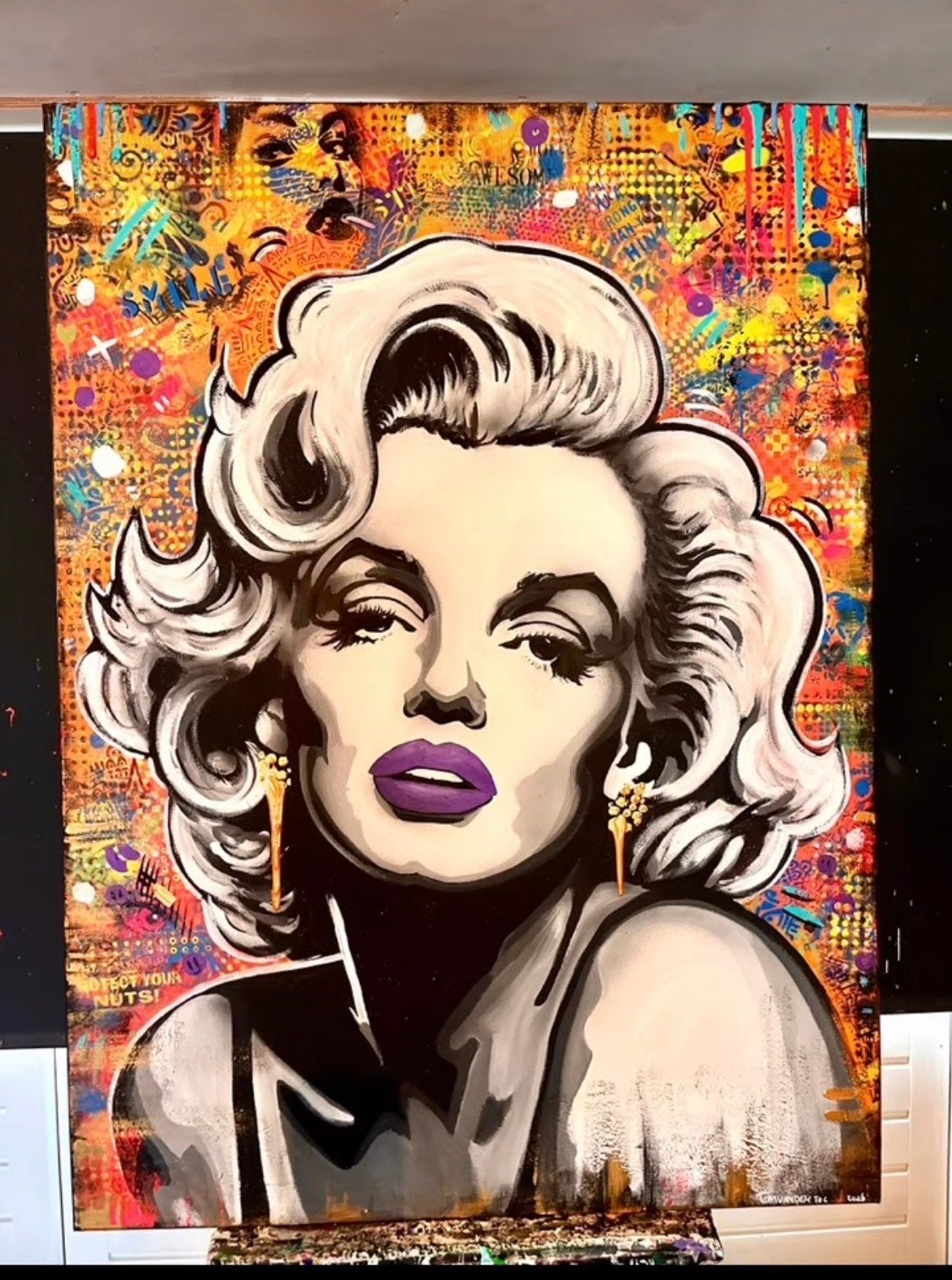 Marilyn Monroe Pop Art Schilderij - 150x120 cm, Antiek en Kunst, Ophalen, Acrylverf, Film, Handgeschilderd