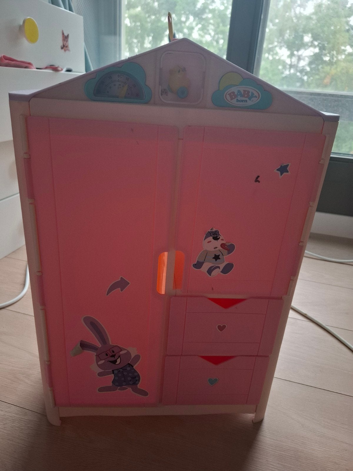 Babyborn Kledingkast - Roze poppenkast met lades, Ophalen of Verzenden, Gebruikt, Babypop