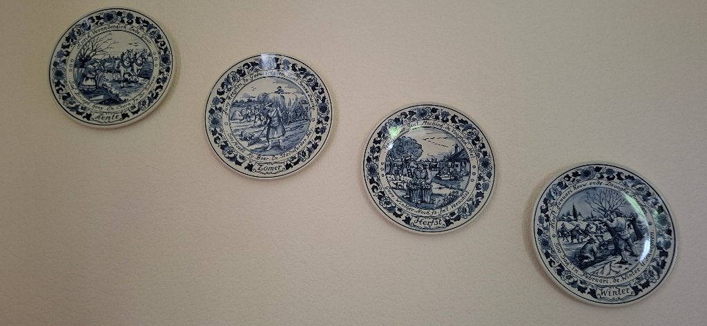 Jaargetijden borden Delfts Blauw, Ophalen of Verzenden