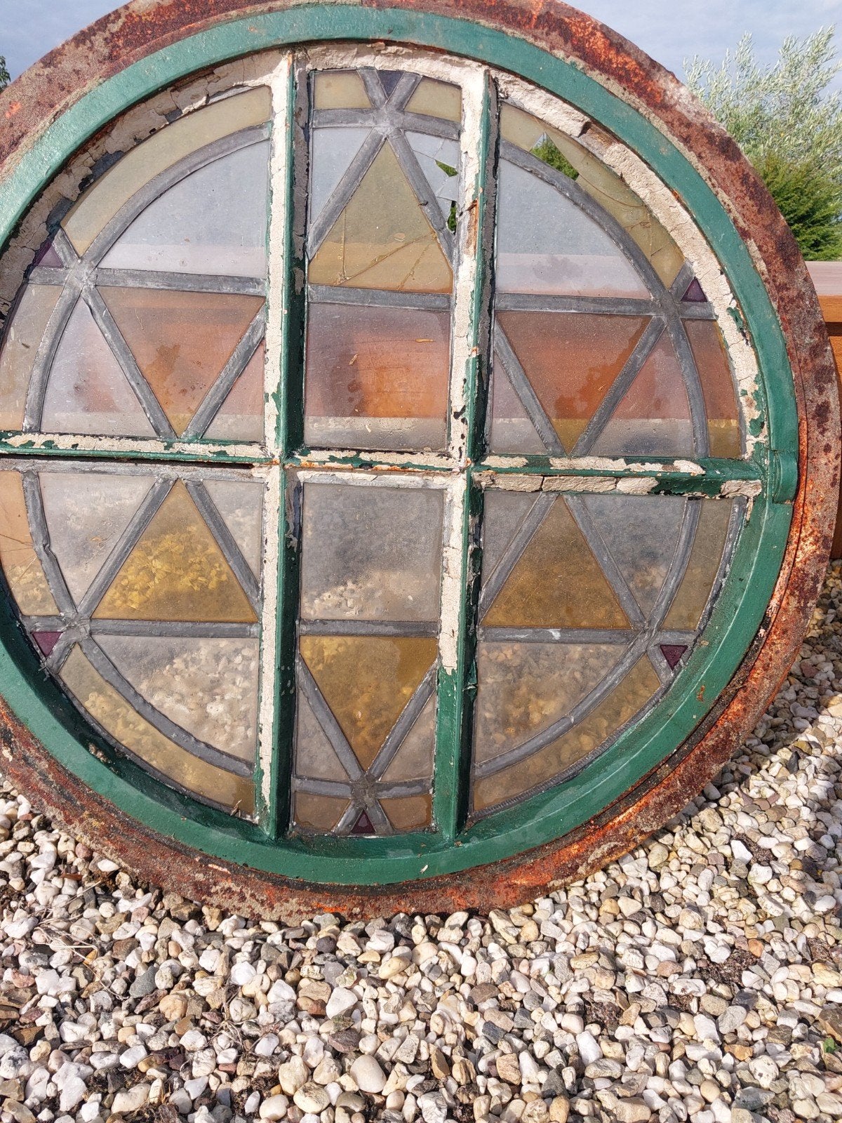 Raam rond glas in lood, Doe-het-zelf en Verbouw, Glas en Ramen, Gevelraam of Ruit, Minder dan 80 cm, Ophalen of Verzenden, Minder dan 80 cm